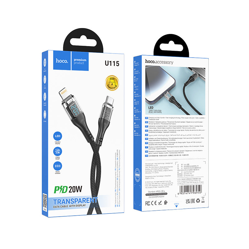 HOCO U115 digital display PD20W charging data cable is suitable for Apple Type-C notebook 60W fast charging