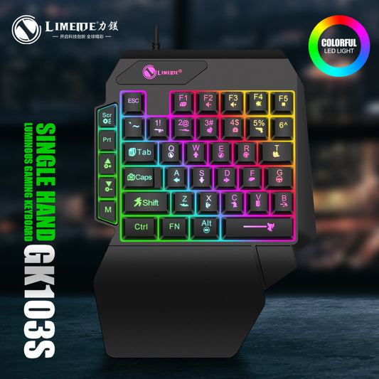 LIMEIDE GK103S 發光遊戲鍵盤，具機械手感，可作喫雞王座，也可當手機鍵鼠轉換器
