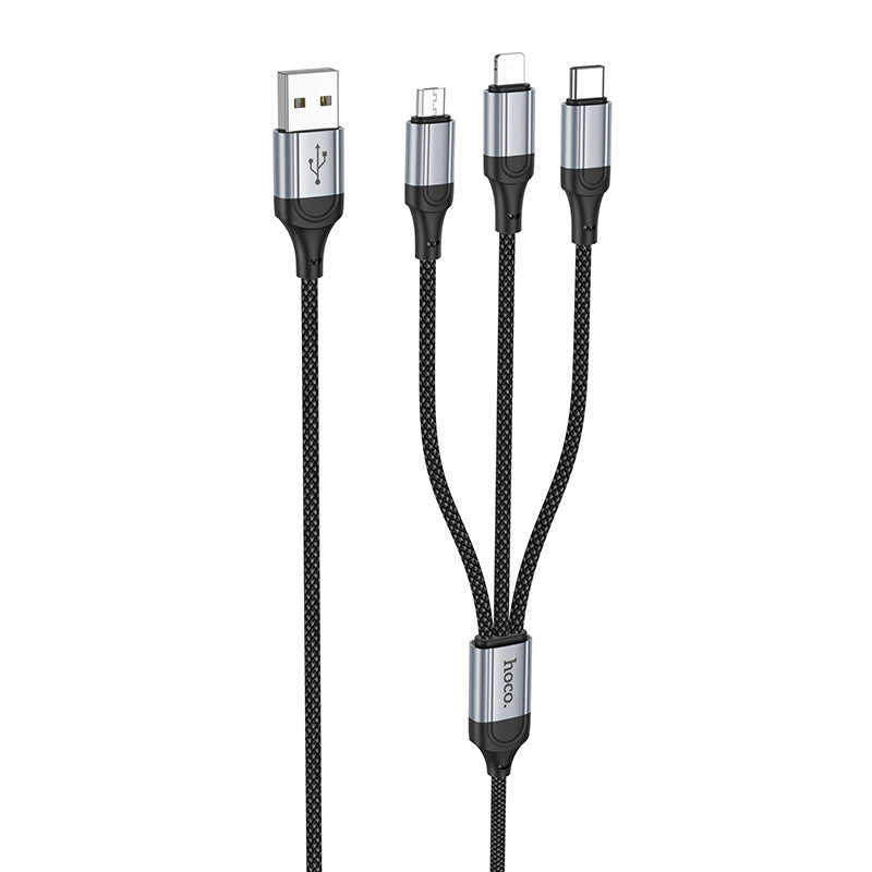 HOCO X102-USB one-to-three iP/Micro/Type-C three-in-one mobile phone fast charging cable