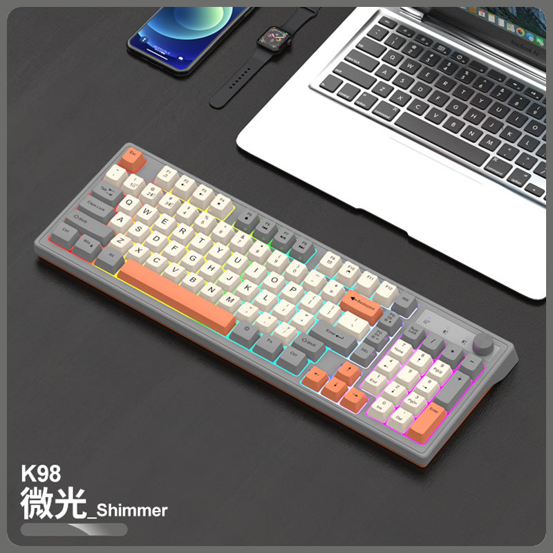 K-Snake K98 藍牙無線雙模鍵盤，機械手感，適用於臺式機、筆記本，辦公商務發光款