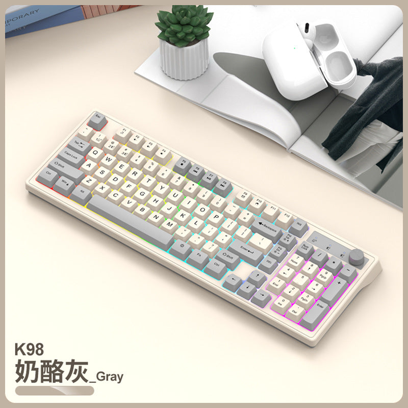 K-Snake K98 藍牙無線雙模鍵盤，機械手感，適用於臺式機、筆記本，辦公商務發光款