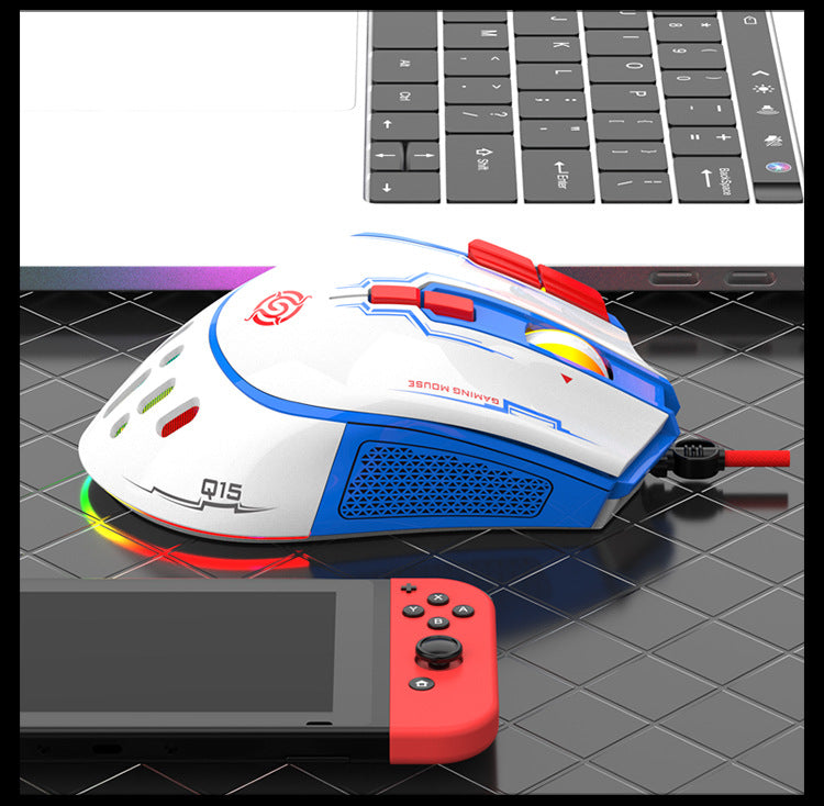 K-Snake Q15有線機械滑鼠，支援巨集編程，RGB炫彩發光，適用於電腦、筆記本，電競遊戲（如cf）