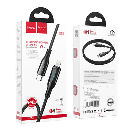 HOCO S51 100W digital display charging data cable is suitable for Type-C notebook Apple PD20W fast charging