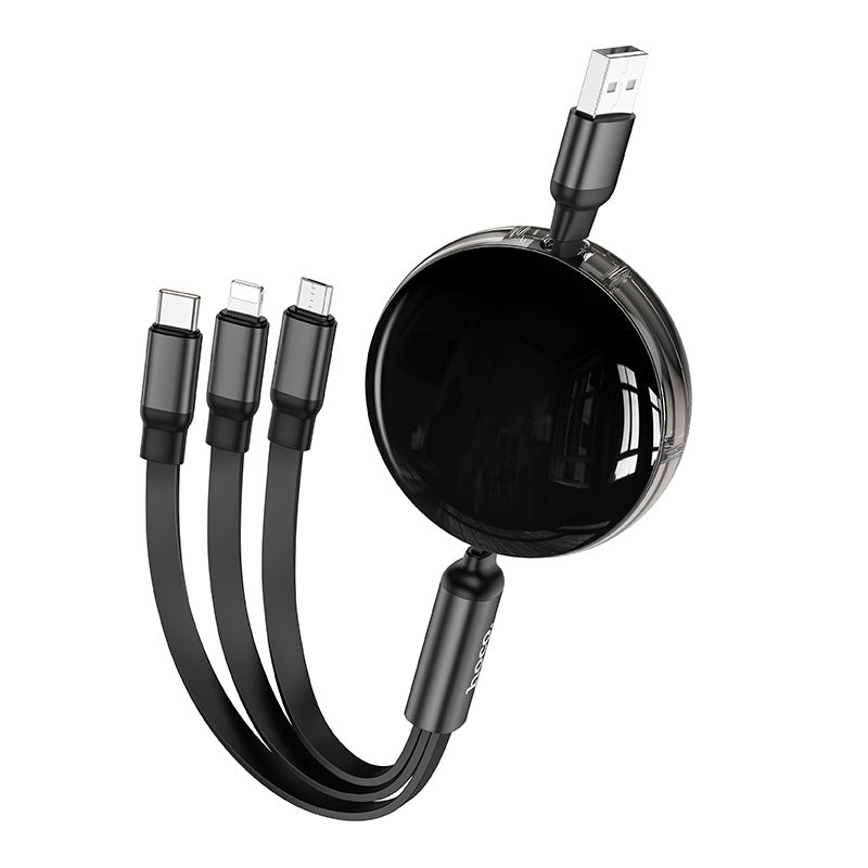 HOCO X78 - One-to-three retractable charging cable Car three-in-one mobile phone universal fast charging cable