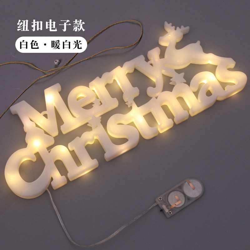 聖誕節裝飾物品聖誕花環配件Merry christmas立體字母燈