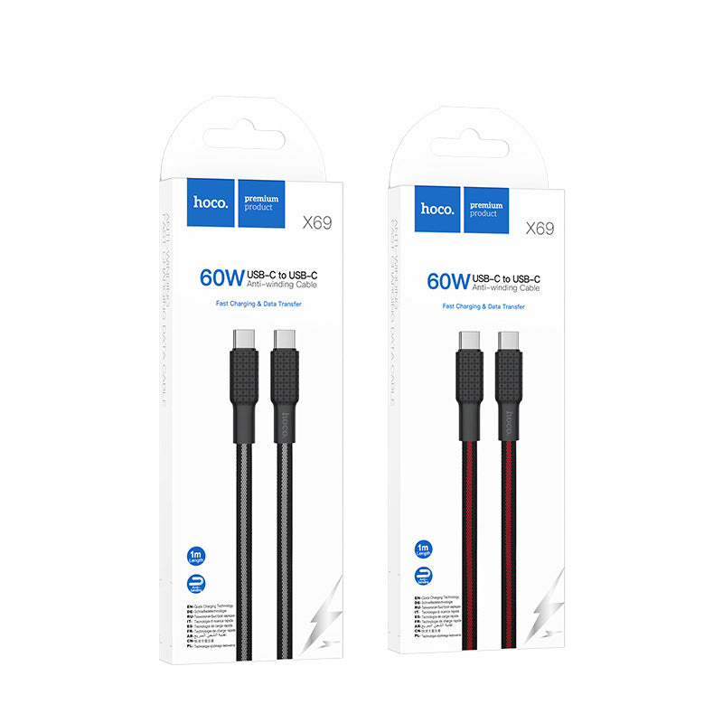 HOCO X69-60W is suitable for Apple PD20W Android Type-C notebook fast charging data cable