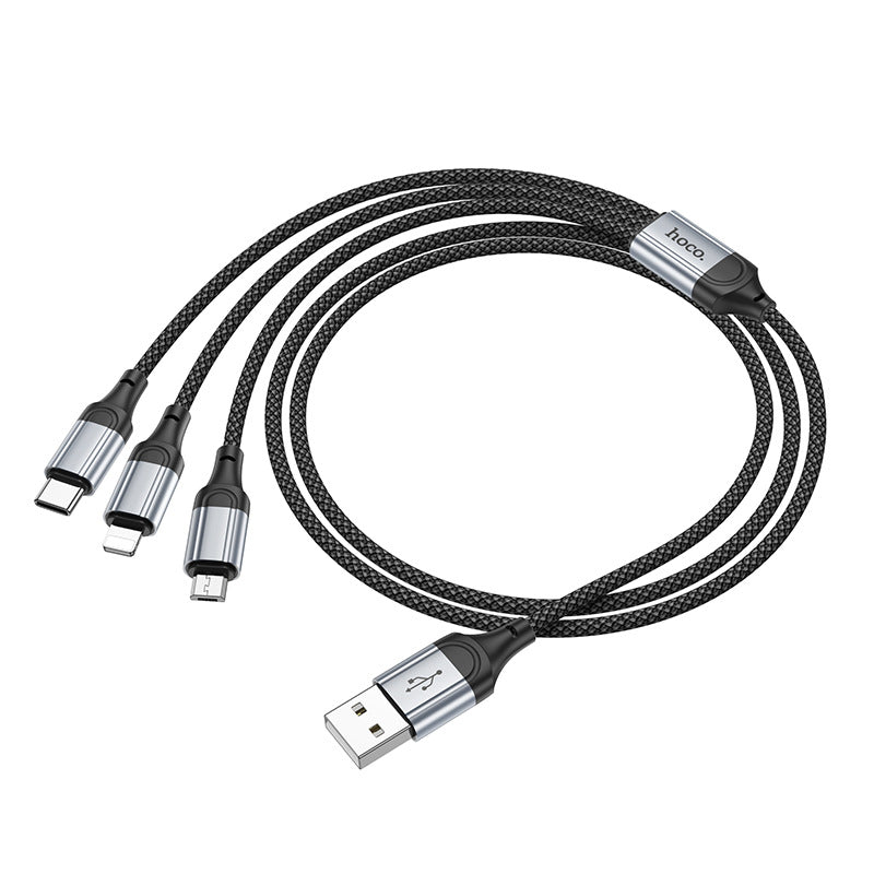 HOCO X102-USB one-to-three iP/Micro/Type-C three-in-one mobile phone fast charging cable