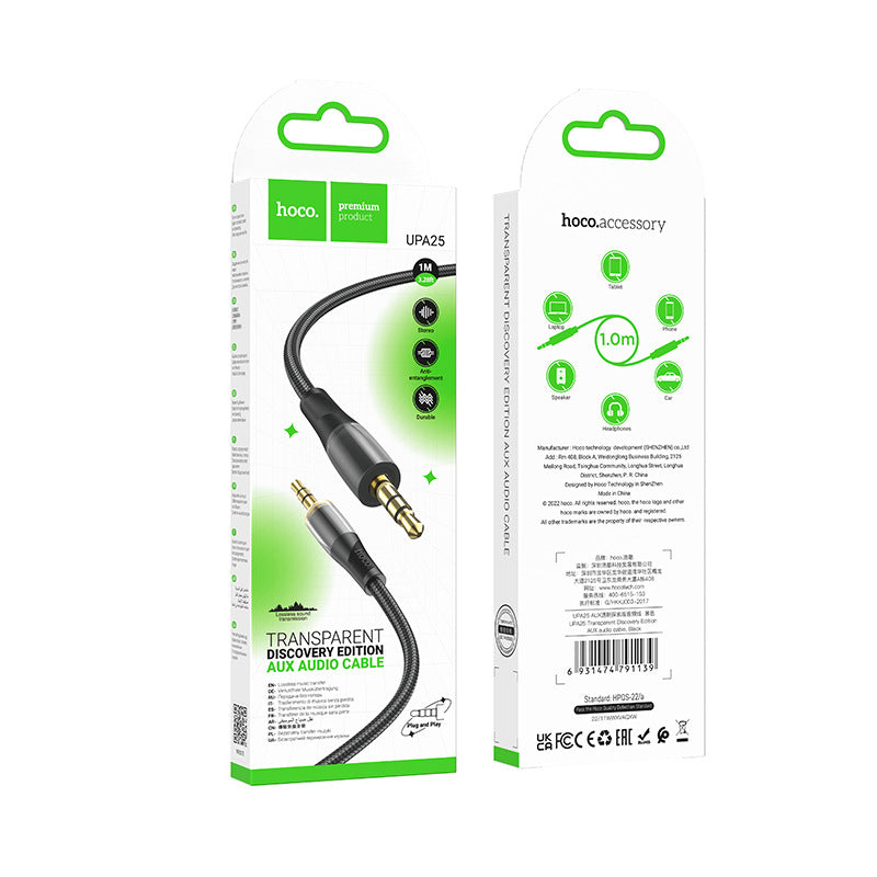 HOCO UPA25 new transparent AUX audio cable 3.5MM mobile phone computer headphone audio adapter cable