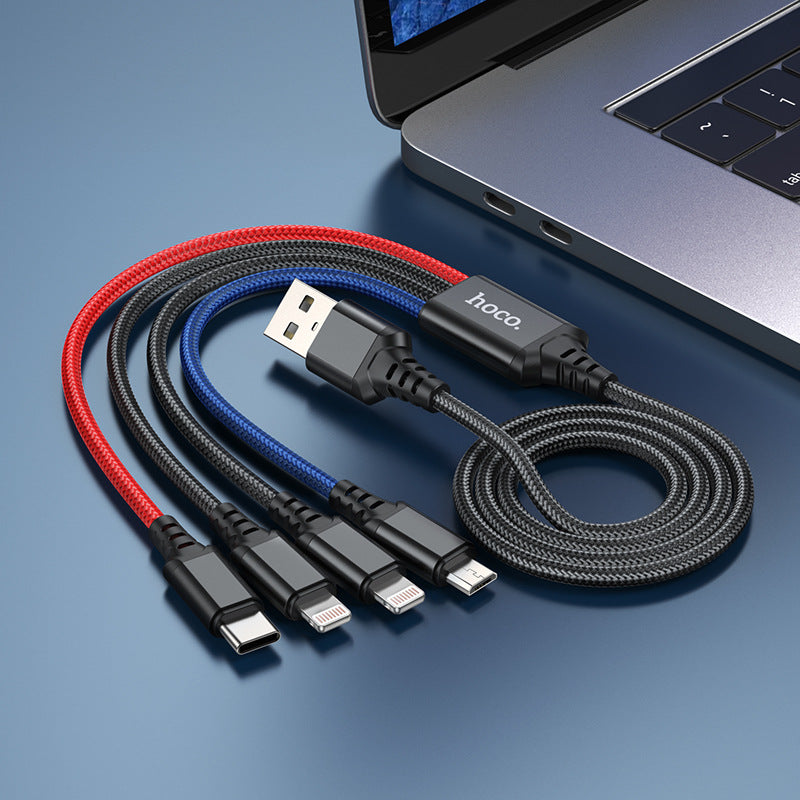 HOCO hoco X76-one to four charging cable data cable wholesale four-in-one color braided fast charging cable