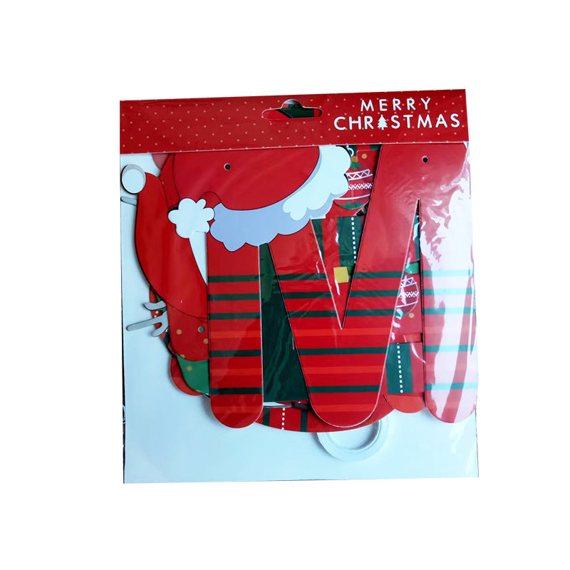 Christmas decoration supplies cartoon flags Christmas scene layout paper hanging flags and banners wholesale (minimum batch of 100 pieces)