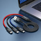 HOCO X76 one-to-three charging cable is suitable for Apple Android type-c mobile phone three-in-one braided cable