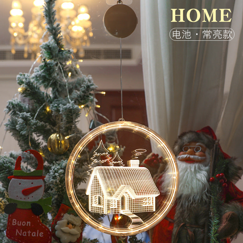 Christmas light string 3D hanging light LED light bell snowflake elk decorative lantern battery light window decoration