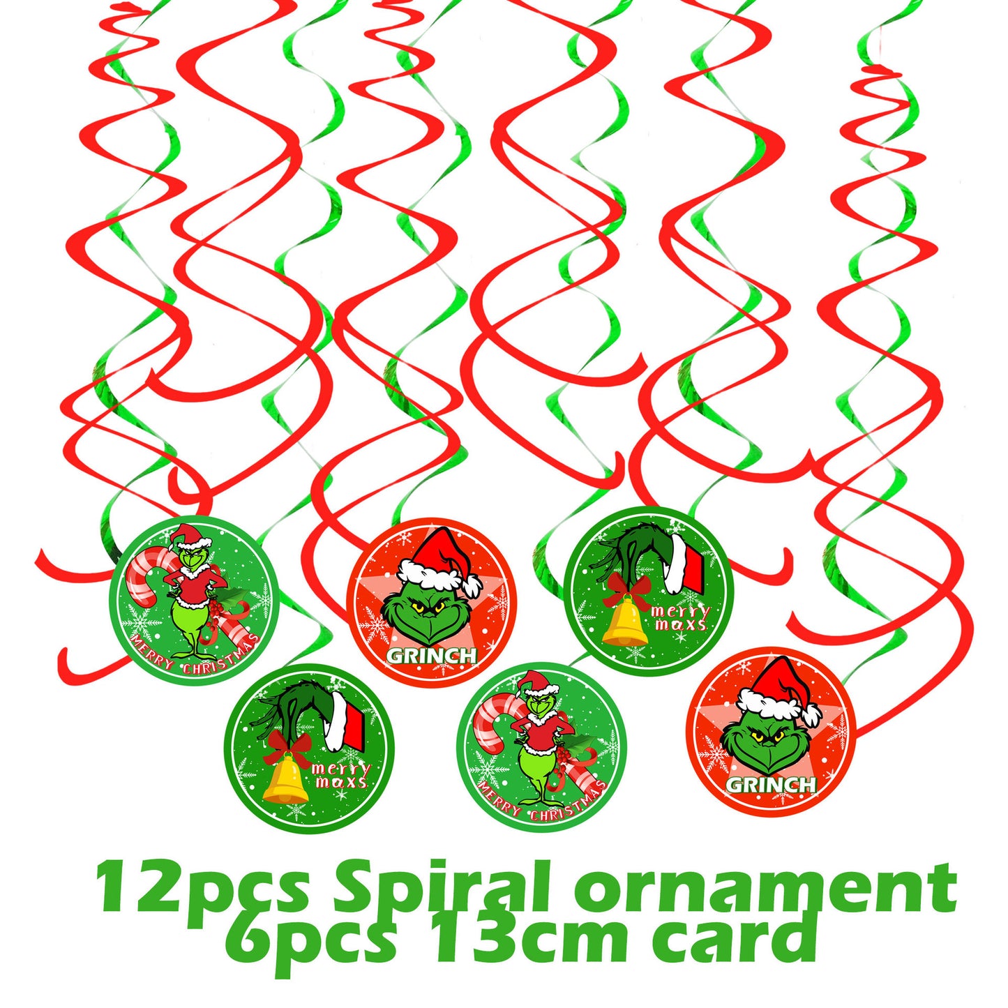 聖誕怪傑Grinch主題裝飾 聖誕節派對拉旗橫幅氣球生日蛋糕插套裝 (2套起批)