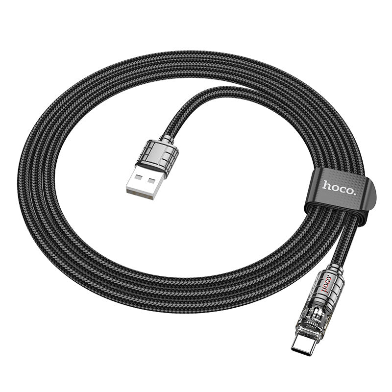 HOCO U122-PD60W transparent charging data cable is suitable for Type-C Apple PD27W fast charging