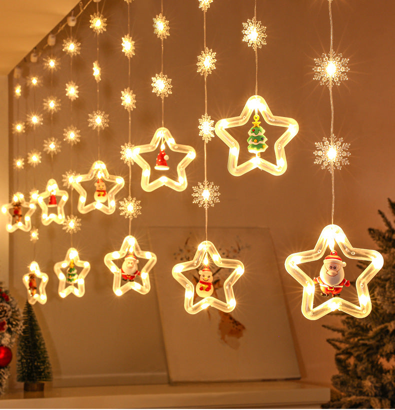 聖誕節裝飾燈彩燈燈串星星燈聖誕樹燈串LED USB8功能遙控現貨