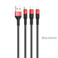 HOCO X26 one-to-three charging data cable three-in-one nylon braided cable durable mobile phone fast charging cable