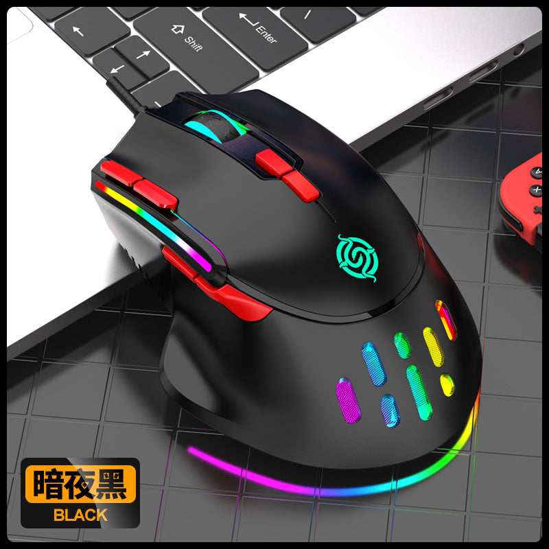 K-Snake Q15有線機械滑鼠，支援巨集編程，RGB炫彩發光，適用於電腦、筆記本，電競遊戲（如cf）