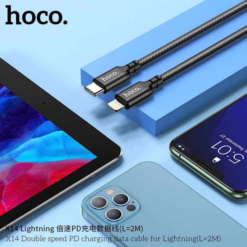 HOCO X14 is suitable for Apple fast charging PD20W braided data cable 1m/2m/3m extended charging cable