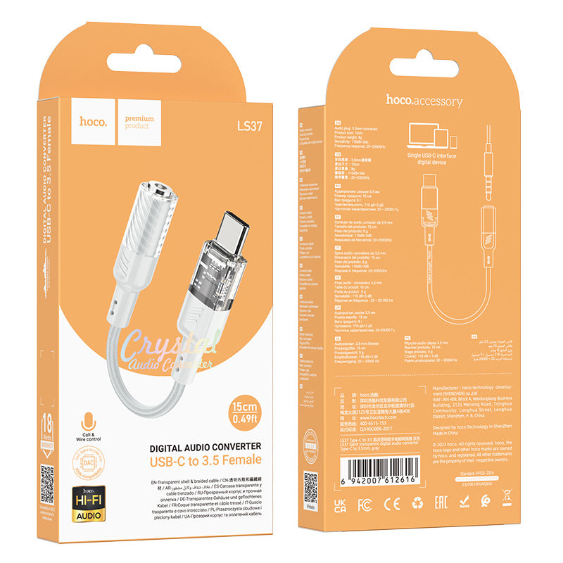 HOCO hoco LS37 new Type-C/USB to 3.5mm female two-in-one digital headphone audio converter