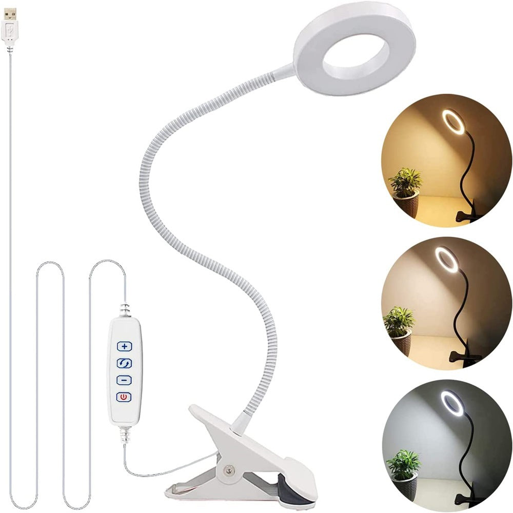 USB clip lamp student eye protection reading table lamp three-tone light clip lamp hose bedside night light