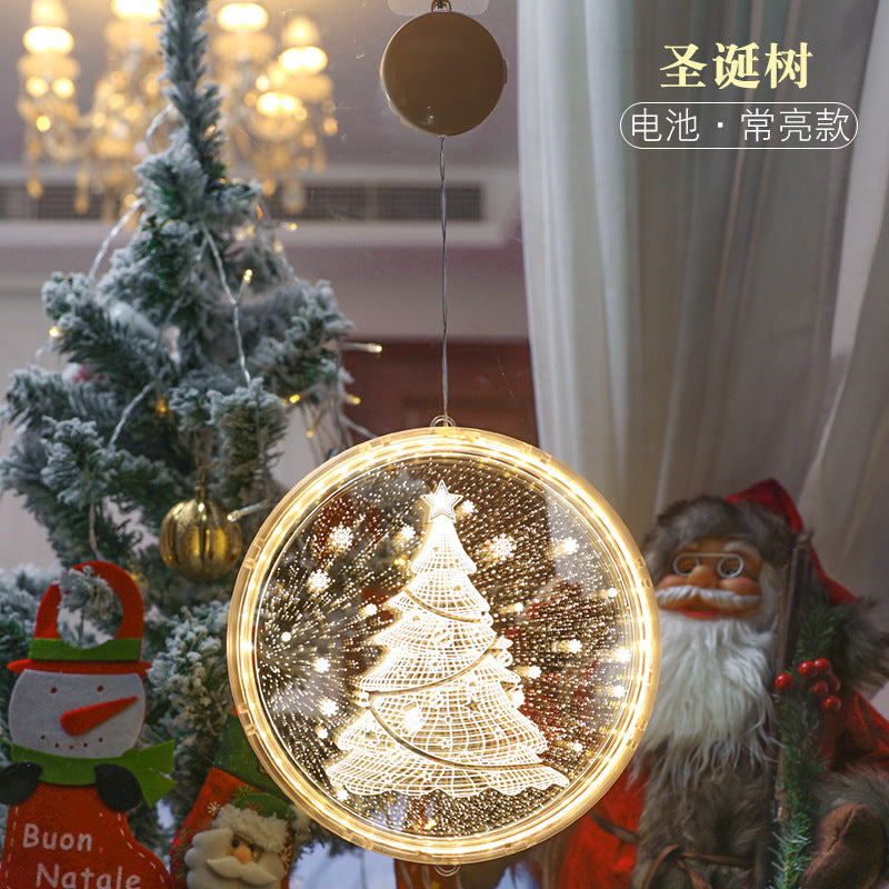 Christmas light string 3D hanging light LED light bell snowflake elk decorative lantern battery light window decoration