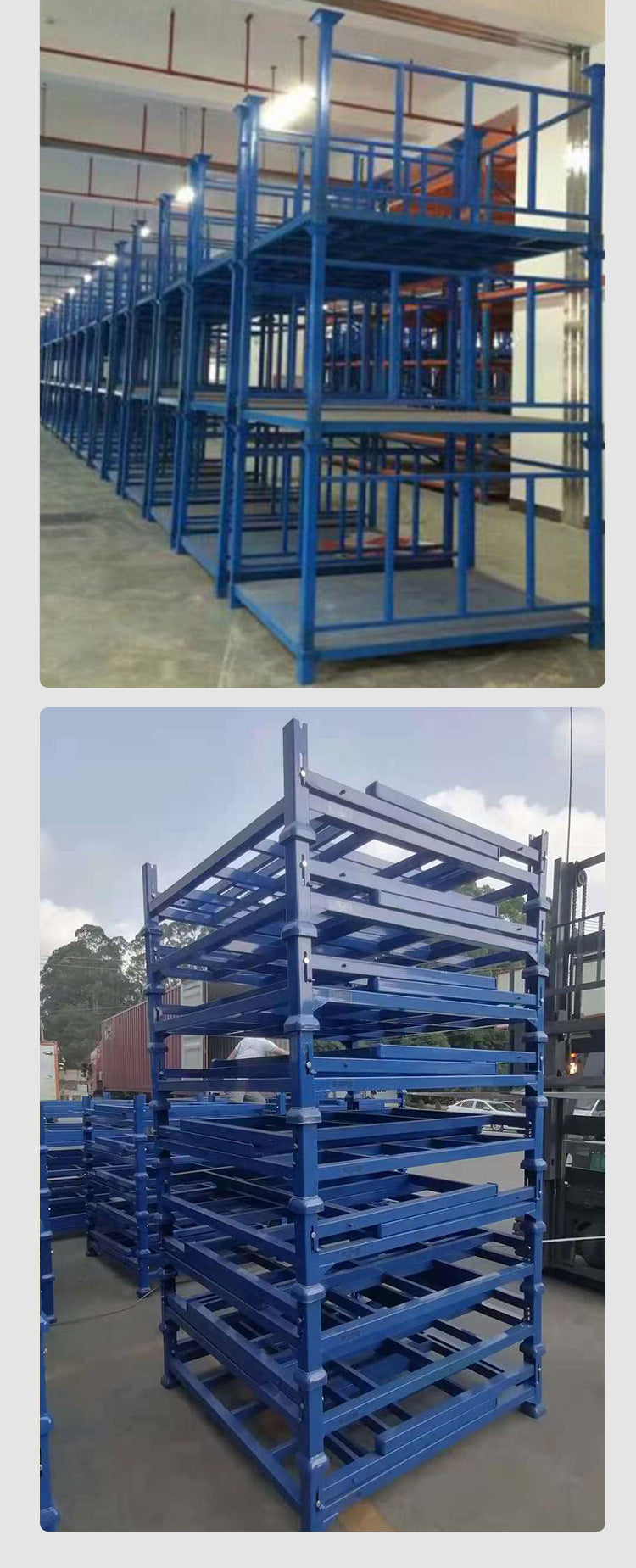 Foldable stacking rack pull-in logistics warehouse shelf cloth rack stacking rack