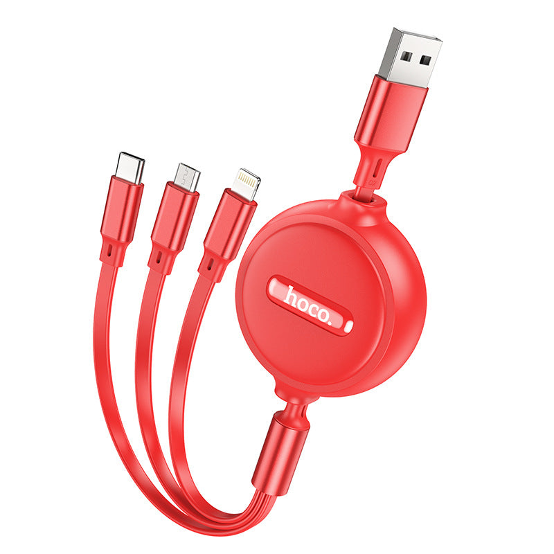 HOCO hoco X75-one-to-three charging data cable wholesale three-in-one two-pull car storage charging cable