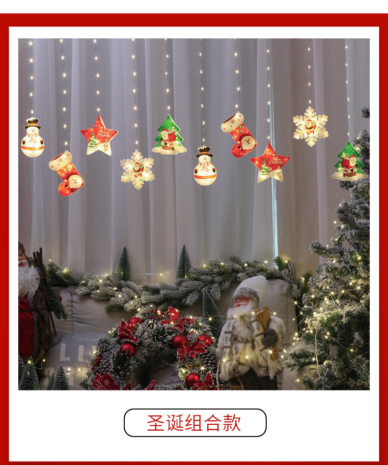 聖誕裝飾燈窗簾燈LED彩燈聖誕節櫥窗裝飾滿天星冰條燈串防水
