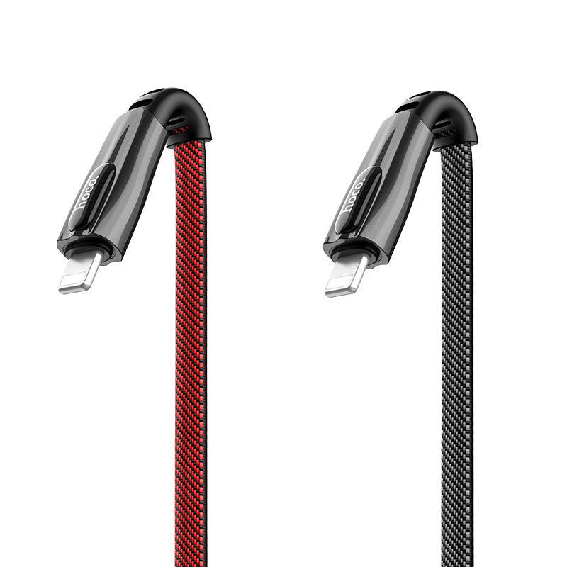 HOCO U70 is suitable for Apple nylon two-color braided charging data cable Android type-c fast charging with light