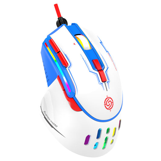 K-Snake Q15有線機械滑鼠，支援巨集編程，RGB炫彩發光，適用於電腦、筆記本，電競遊戲（如cf）