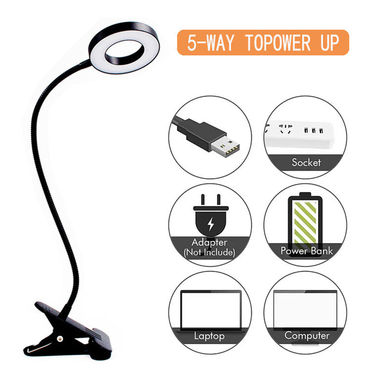 USB clip lamp student eye protection reading table lamp three-tone light clip lamp hose bedside night light