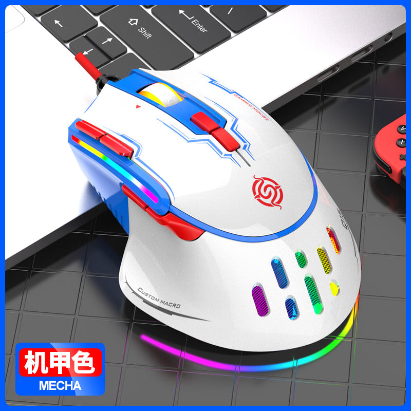 K-Snake Q15有線機械滑鼠，支援巨集編程，RGB炫彩發光，適用於電腦、筆記本，電競遊戲（如cf）
