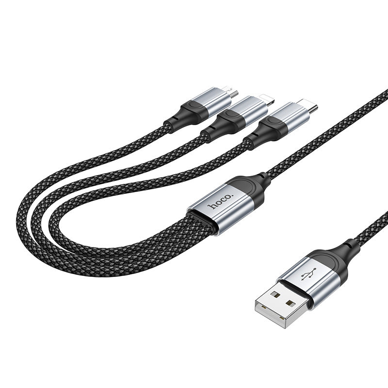 HOCO X102-USB one-to-three iP/Micro/Type-C three-in-one mobile phone fast charging cable