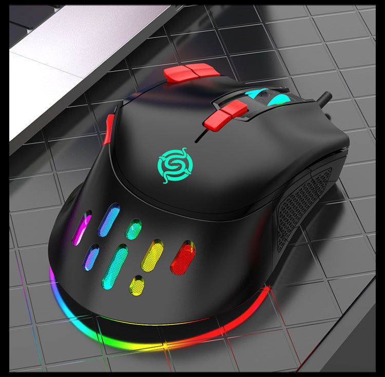 K-Snake Q15有線機械滑鼠，支援巨集編程，RGB炫彩發光，適用於電腦、筆記本，電競遊戲（如cf）