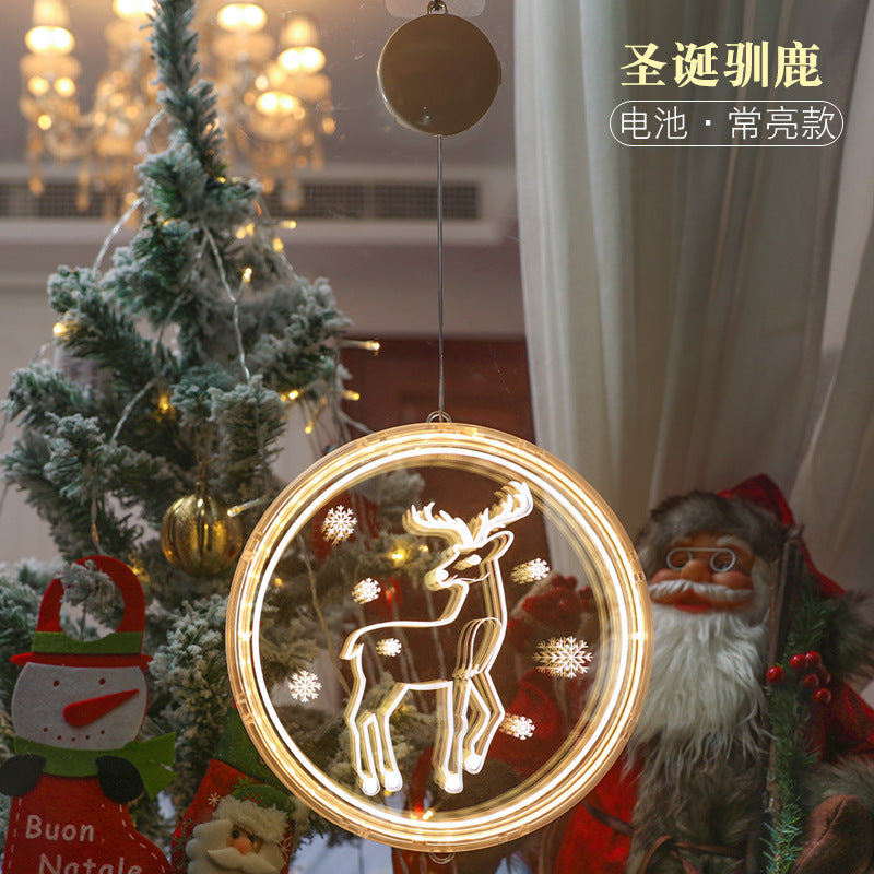 Christmas light string 3D hanging light LED light bell snowflake elk decorative lantern battery light window decoration