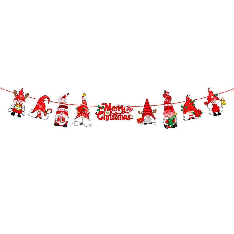 聖誕裝飾用品卡通拉旗聖誕節場景布置紙質吊旗子 (10件起批)