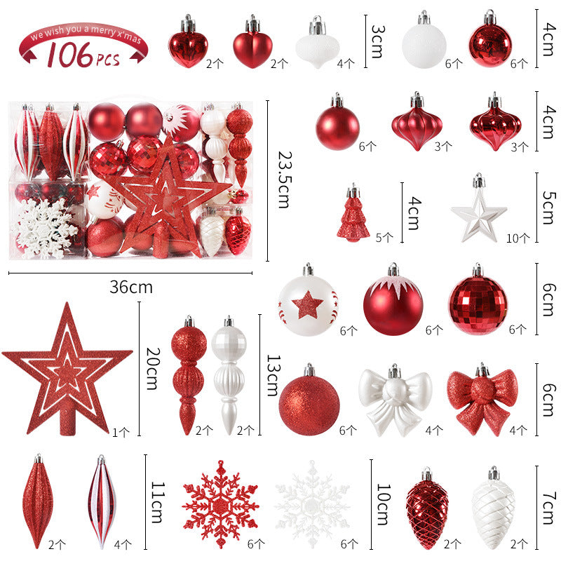 106pcs Christmas tree set ball pearlescent special-shaped tree top star 643cm Christmas ball decoration ornaments