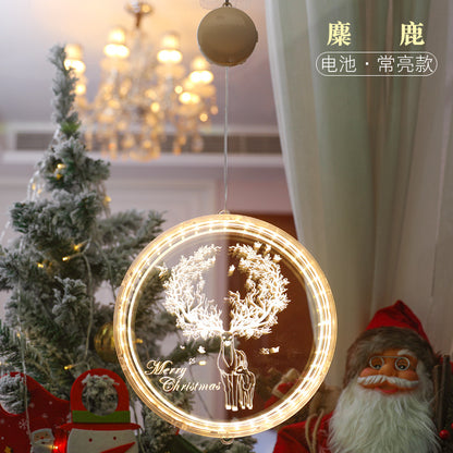 Christmas light string 3D hanging light LED light bell snowflake elk decorative lantern battery light window decoration