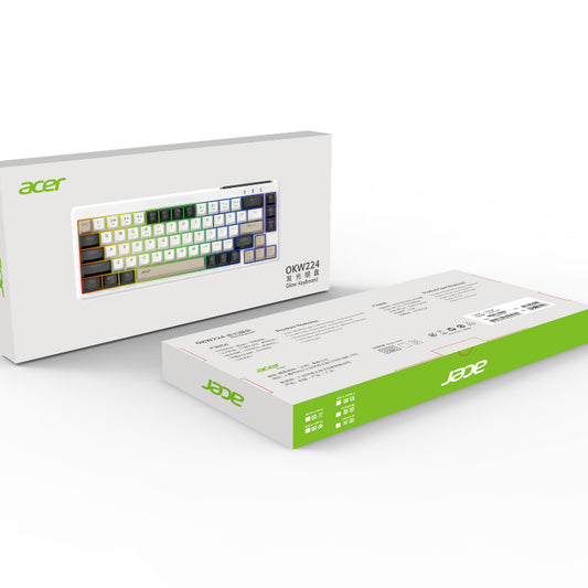 acer 67鍵有線鍵盤，具備炫彩發光效果，擁有機械手感，適用於遊戲和辦公場景，USB接口，採用時尚三拼色設計