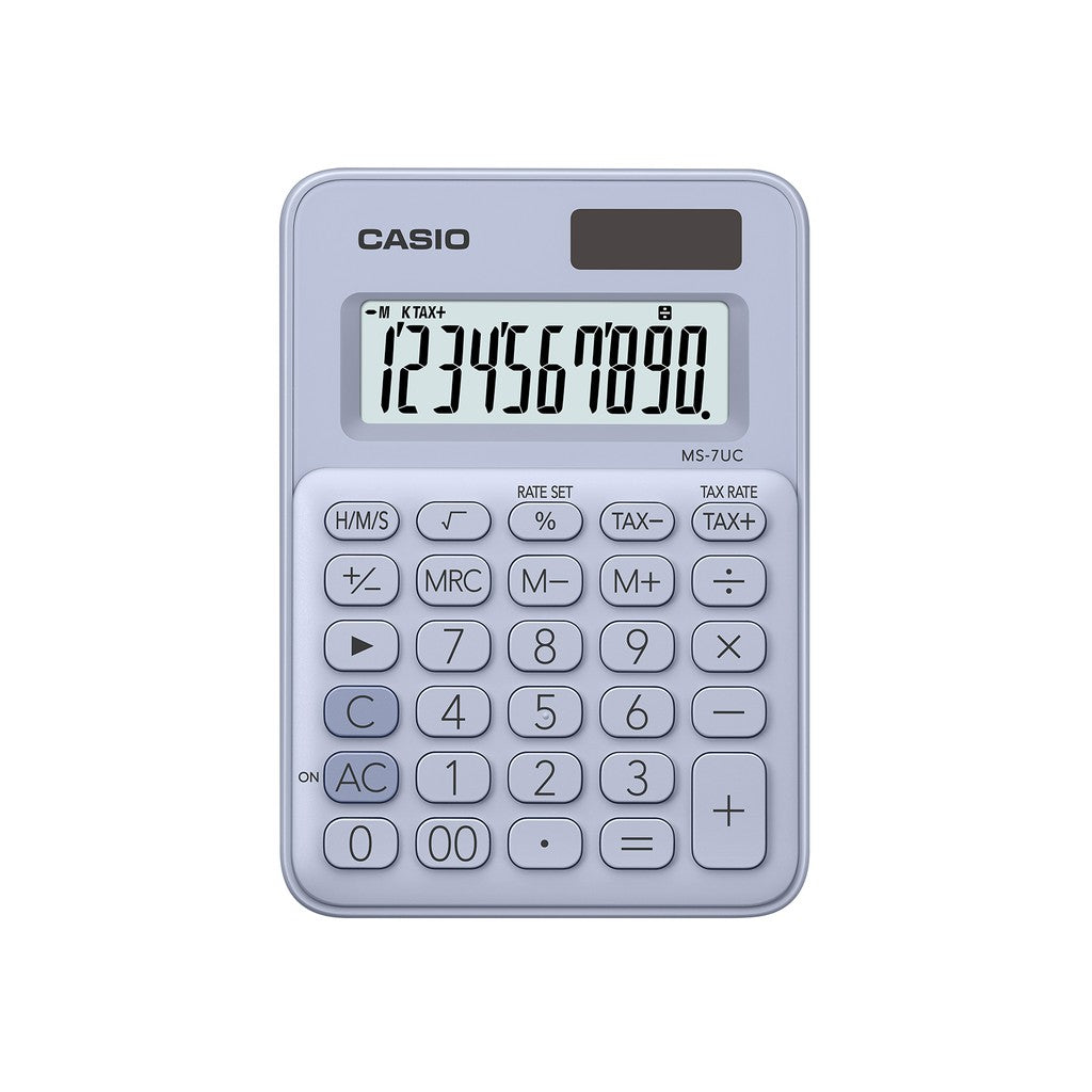 Casio ms-7uc calculator light blue 10-digit colorful series office calculator