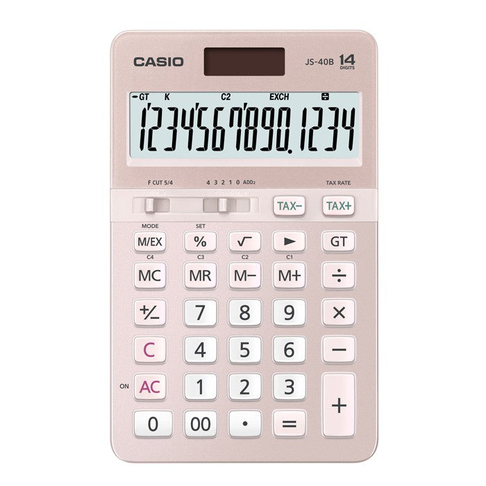 Casio JS-40B pink 14-bit heavy-duty office calculator