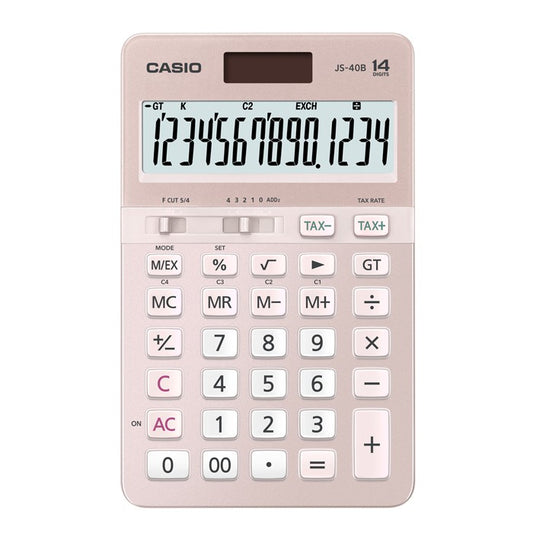 Casio JS-40B pink 14-bit heavy-duty office calculator