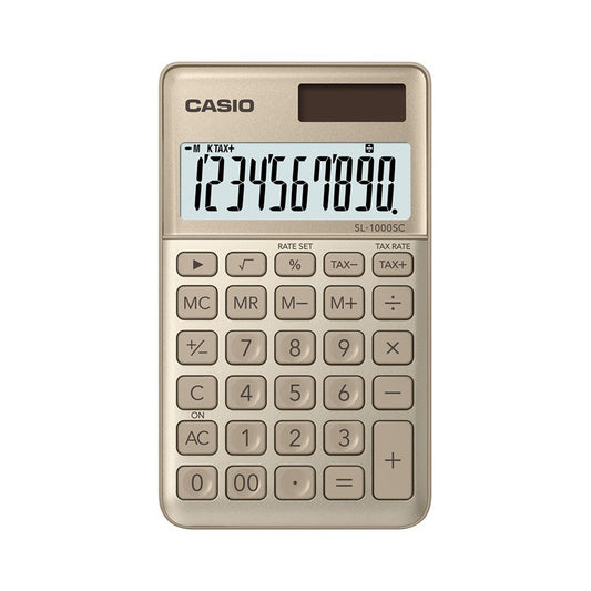 Casio SL-1000SC gold stylish metal 10-digit travel series calculator