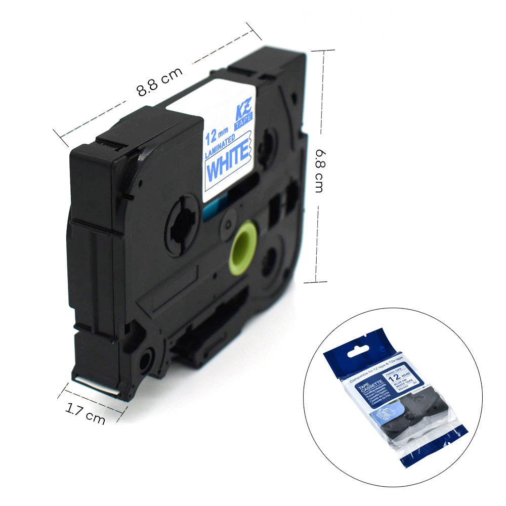 適用Brother 標籤機色帶布熨燙 12mmTZE-FA3 白底藍字標籤紙
