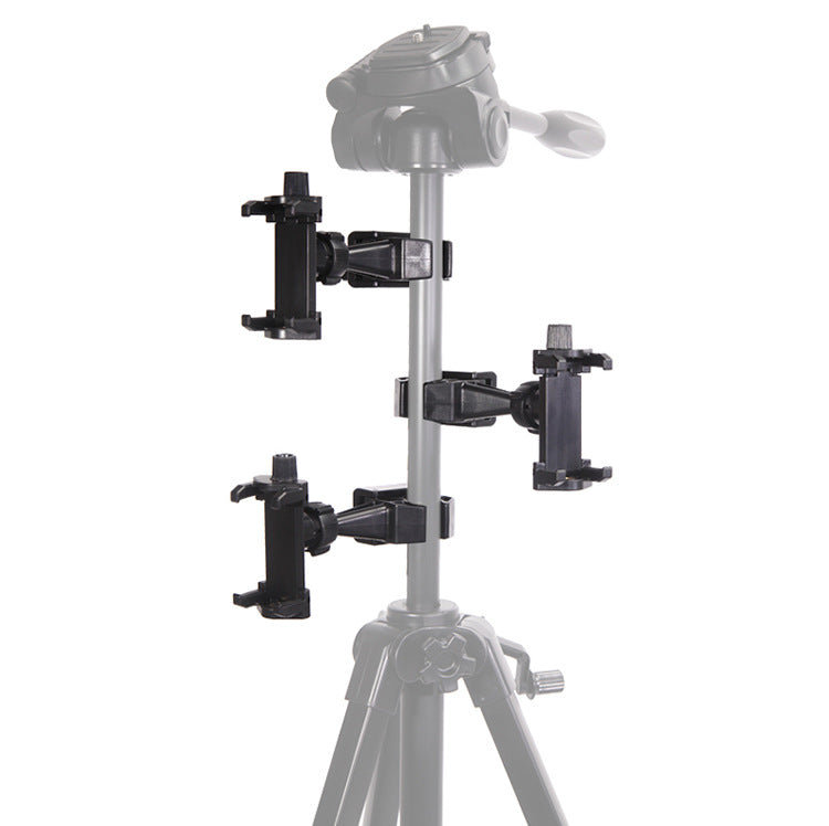 Yunteng 100 central axis mobile phone clip to increase the number of camera positions, horizontal and vertical fixed clip, tripod, extended live broadcast bracket