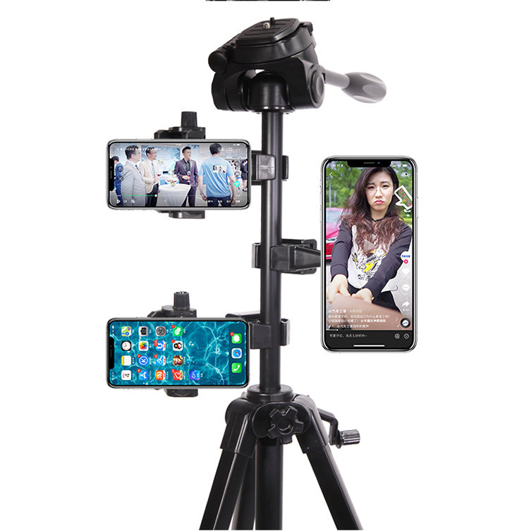 Yunteng 100 central axis mobile phone clip to increase the number of camera positions, horizontal and vertical fixed clip, tripod, extended live broadcast bracket