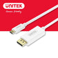 UNITEK Type-C 轉 DisplayPort 4K高清轉接線180cm (Y-V400AWH)