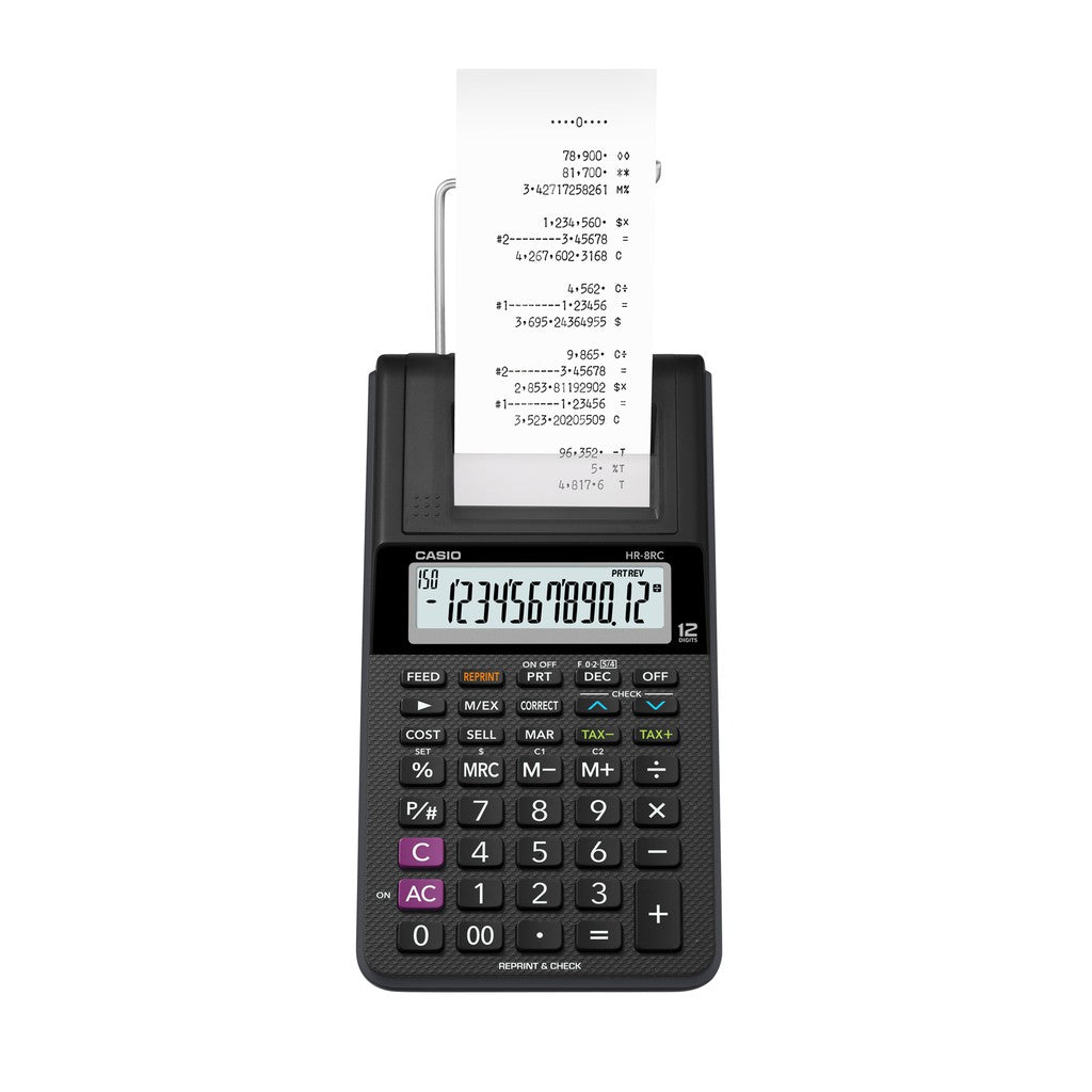 Casio Calculator HR-8RC Black Printing Calculator/12-digit Cash Register