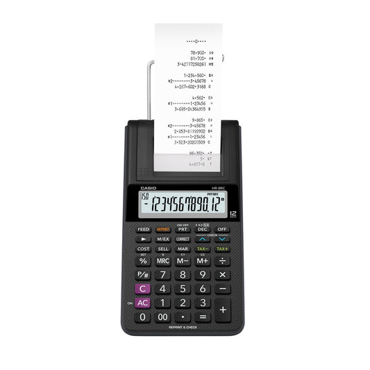 Casio Calculator HR-8RC Black Printing Calculator/12-digit Cash Register