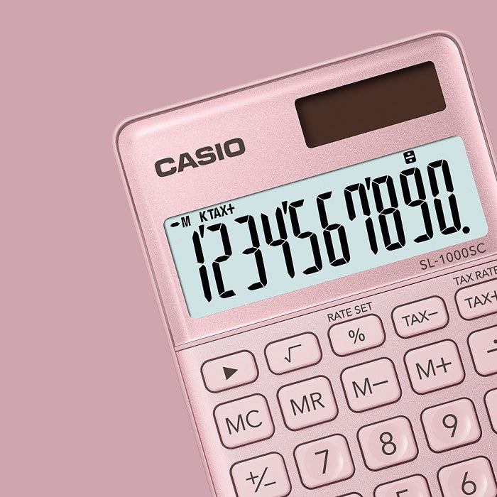 Casio SL-1000SC pink fashionable metal 10-digit travel series calculator